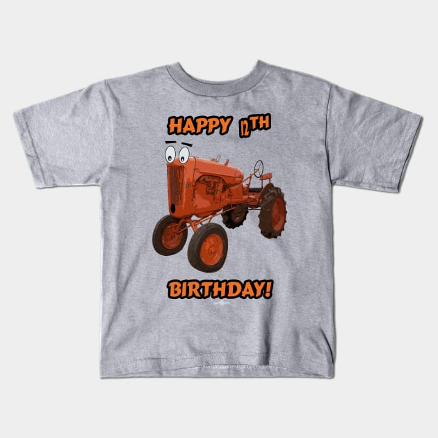 Happy 12th birthday tractor design Kids T-Shirt by seadogprints